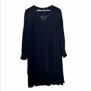 Vintage YL 100% Silk Black Shift Size 12 Dress Layered Pleated grunge